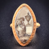 Antique Georgian 14K, 12K & Hand Painted Mourning Conversion Ring