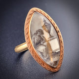 Antique Georgian 14K, 12K & Hand Painted Mourning Conversion Ring