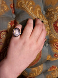 Sold--Antique Edwardian 18K, Platinum, Faceted Amethyst Intaglio & Diamond Locket Conversion Ring