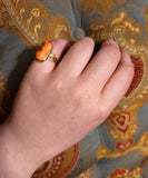 Antique Coral Cameo Conversion Ring