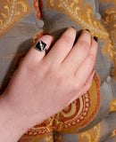 Classic Art Deco Platinum, 18K & 14K Onyx & Diamond Ring TLJ