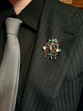 Antique Austro-Hungarian Silver, Garnet, Pearl & Turquoise Eve & The Apple Brooch