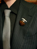 Oval Banded Agate Mourning Brooch