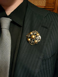 Large Silver & 18K Gold Brooch