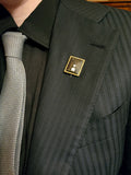 9K, Black, White & Gold Enamel Mourning Brooch
