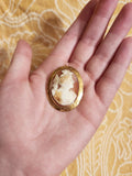Antique 14K & Shell Cameo Psyche Brooch