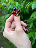 Antique 14K & Garnet Clover Brooch