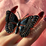 Antique Victorian French Jet Butterfly Brooch