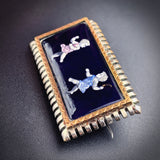 Antique French Silver & Hand Painted Enamel Brooch