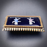 Antique French Silver & Hand Painted Enamel Brooch