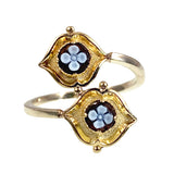 Antique 18K, 14k & Chalcedony Dogwood Conversion Ring