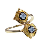 Antique 18K, 14k & Chalcedony Dogwood Conversion Ring