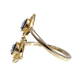 Antique 18K, 14k & Chalcedony Dogwood Conversion Ring
