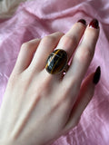 Antique 14K & Tigers Eye Scarab Conversion Ring