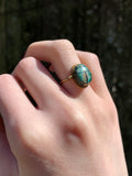 Antique 14K & Faience Scarab Flip Ring