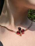 Antique 14K & Garnet Clover Brooch