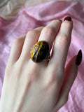 Antique 14K & Tigers Eye Conversion Scarab Ring