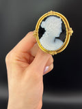Antique 18K & Hard Stone Cameo Brooch