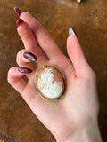 Antique 10K & Carved Shell Cameo Demeter Brooch
