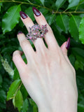 Antique Georgian Silver & Garnet Floral Brooch