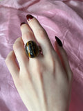 Antique 14K & Tigers Eye Scarab Conversion Ring