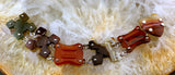 Antique Edwardian Sterling Silver & Scottish Carved Agate Bracelet