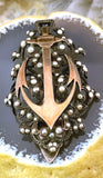 Antique 18K, Silver & Seed Pearl Anchor Belt Clip/Pendant