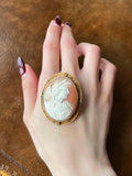 Antique 10K & Carved Shell Cameo Demeter Brooch