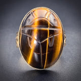 Antique 14K & Tigers Eye Scarab Conversion Ring