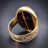 Antique 14K & Tigers Eye Scarab Conversion Ring