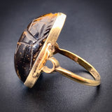 Antique 14K & Tigers Eye Conversion Scarab Ring