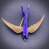 Antique 18K & Enamel Swallow Brooch