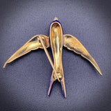 Antique 18K & Enamel Swallow Brooch