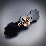 Antique Onyx & Seed Pearl Brooch