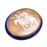 Antique 14K & Carved Shell Battle Cameo Brooch