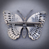 Antique Victorian French Jet Butterfly Brooch