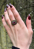 Antique 14K, Almandine Garnet & Enamel Conversion Ring