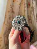 Antique Silver, Gilt, Polki Diamond & Emerald Brooch
