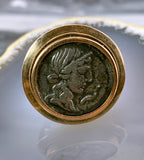 Antique 14K & Silver Alexander The Great Ancient Coin Ring