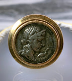 Antique 14K & Silver Alexander The Great Ancient Coin Ring