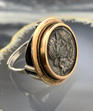 Antique 14K & Silver Alexander The Great Ancient Coin Ring