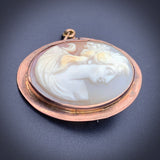 Antique 9K & Carved Shell Cameo Brooch