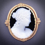 Antique 18K & Hard Stone Cameo Brooch