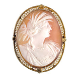 Antique 10K & Carved Shell Cameo Demeter Brooch