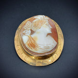Antique 14K & Shell Cameo Psyche Brooch