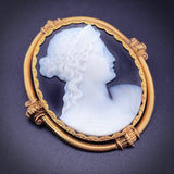 Antique 18K & Hard Stone Cameo Brooch