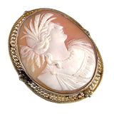 Antique 10K & Carved Shell Cameo Demeter Brooch