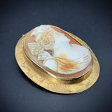 Antique 14K & Shell Cameo Psyche Brooch