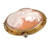 Antique 10K & Carved Shell Cameo Demeter Brooch
