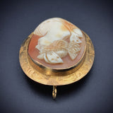 Antique 14K & Shell Cameo Psyche Brooch